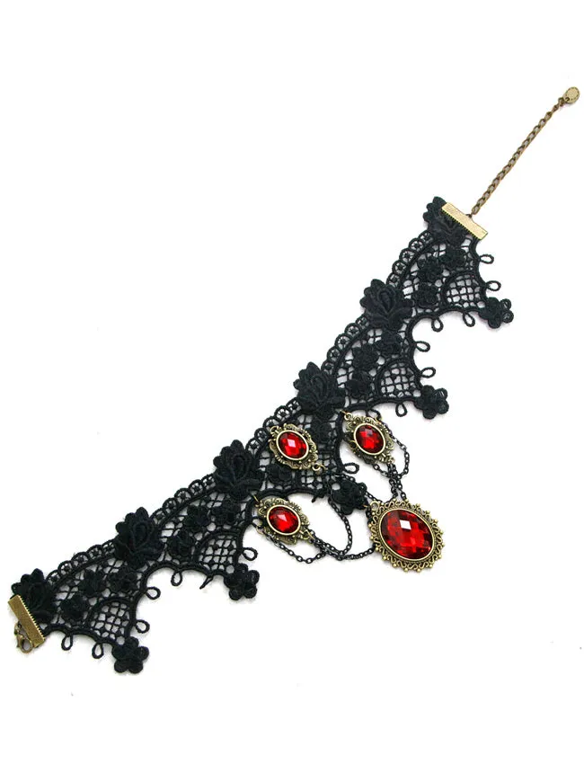 Steampunk Accessories Costume Cosplay Lace Choker Beads Chain Decorative Necklace