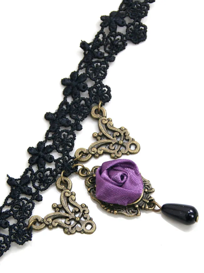 Steampunk Accessories Costume Cosplay Lace Choker Beads Chain Decorative Necklace