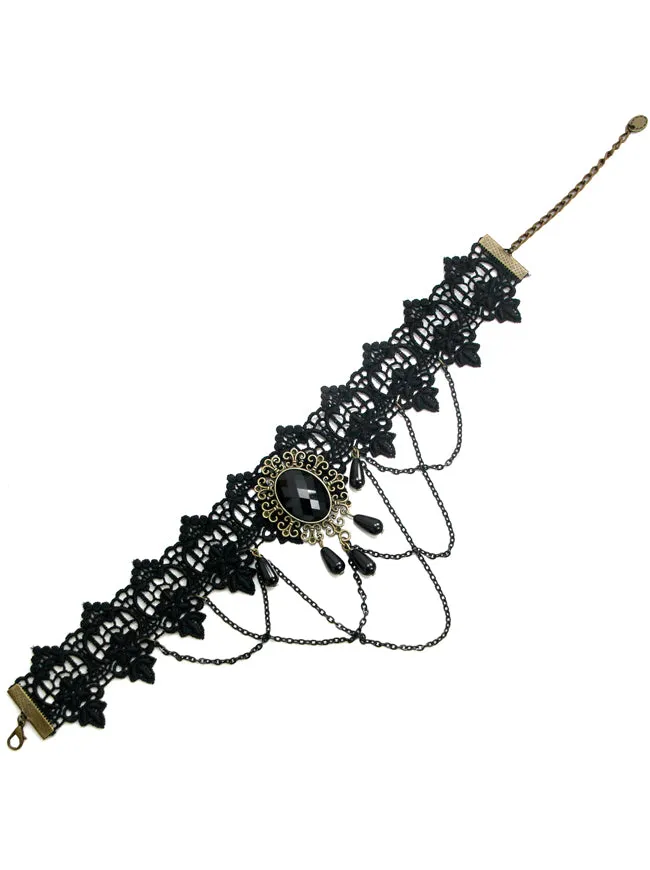 Steampunk Accessories Costume Cosplay Lace Choker Beads Chain Decorative Necklace