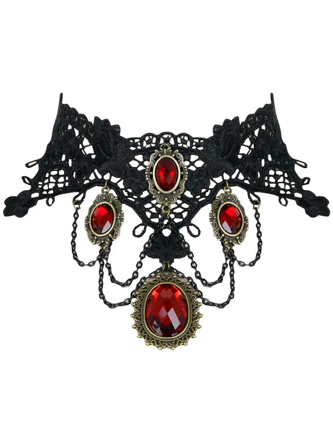 Steampunk Accessories Costume Cosplay Lace Choker Beads Chain Decorative Necklace