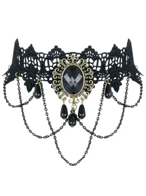 Steampunk Accessories Costume Cosplay Lace Choker Beads Chain Decorative Necklace