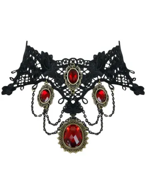 Steampunk Accessories Costume Cosplay Lace Choker Beads Chain Decorative Necklace
