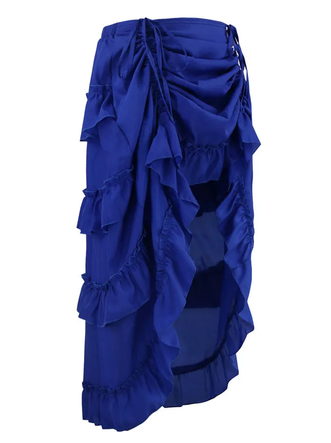 Steampunk Gothic Victorian Cyberpunk High Low Ruffle Skirt
