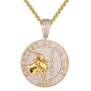 Sterling Silver Greatest of All Time Goat Face Hip Hop Pendant