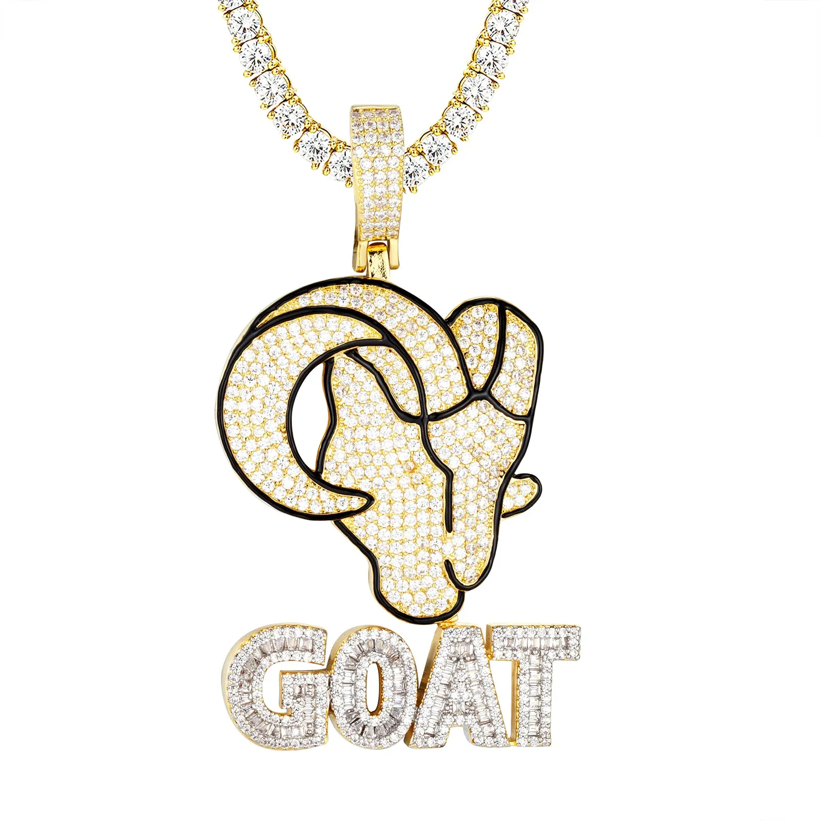 Sterling Silver Greatest Of All Time Iced Mens Custom Street Pendant