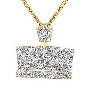 Sterling Silver Hustle In Silent Micro Pave Yellow Tone Pendant