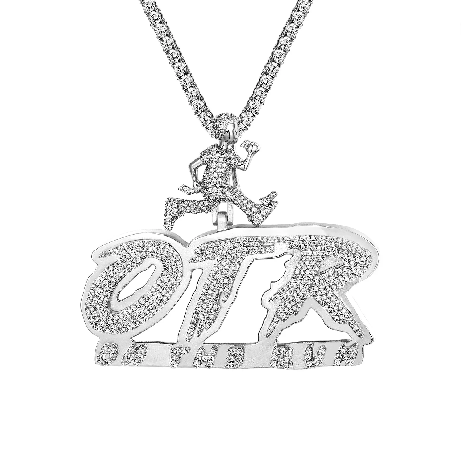 Sterling Silver Mens Money On The Run Custom Hip Hop Pendant