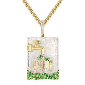 Sterling Silver Money Dollar Green Bill Cash Flow Custom Pendant