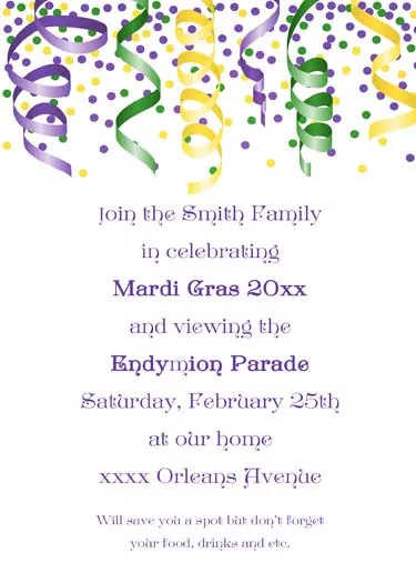 STREAMERS AND CONFETTI CUSTOM INVITATION