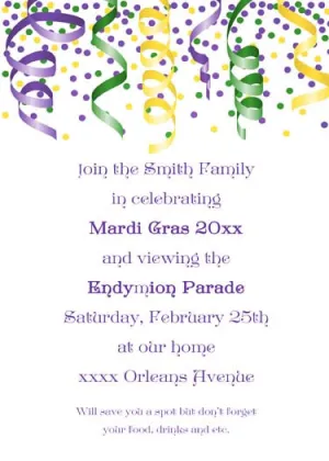 STREAMERS AND CONFETTI CUSTOM INVITATION