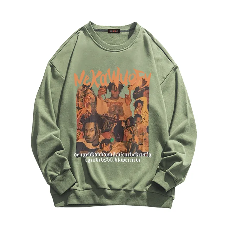 Street Hip Hop Print Regular Sweatshirt