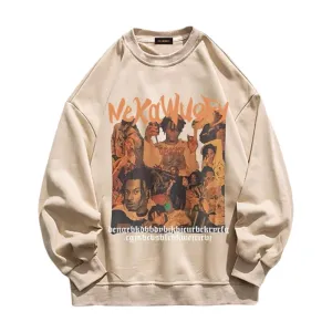 Street Hip Hop Print Regular Sweatshirt