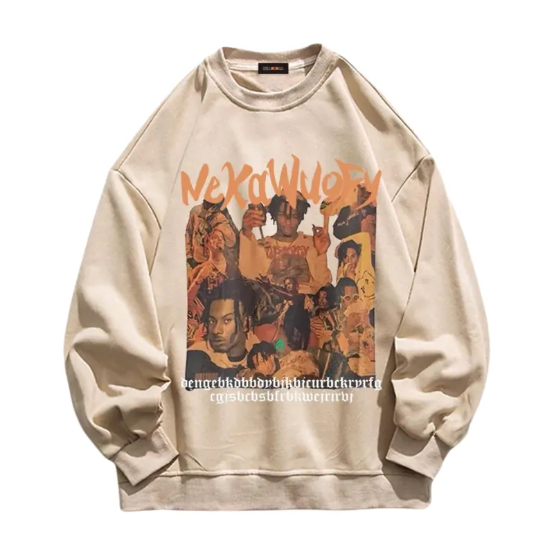 Street Hip Hop Print Regular Sweatshirt