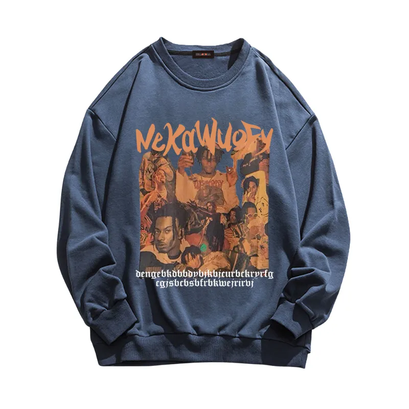 Street Hip Hop Print Regular Sweatshirt
