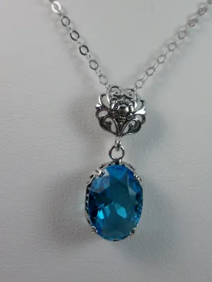 Swiss Blue Pendant, Edwardian Necklace #P70