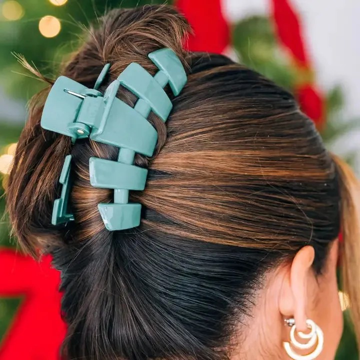Teleties Green Glitter Large Hair Clip Green