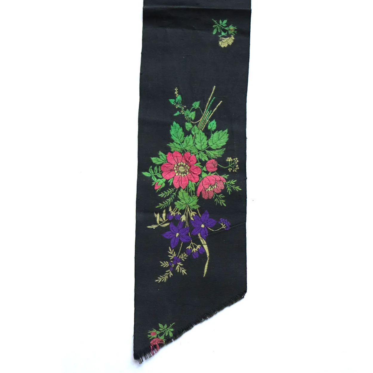 Three English Victorian Silver Embroidery Floral Silk Sashes