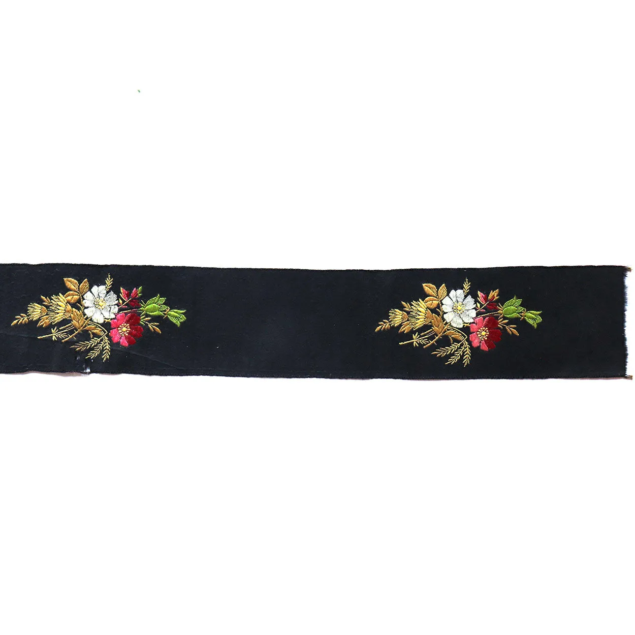 Three English Victorian Silver Embroidery Floral Silk Sashes