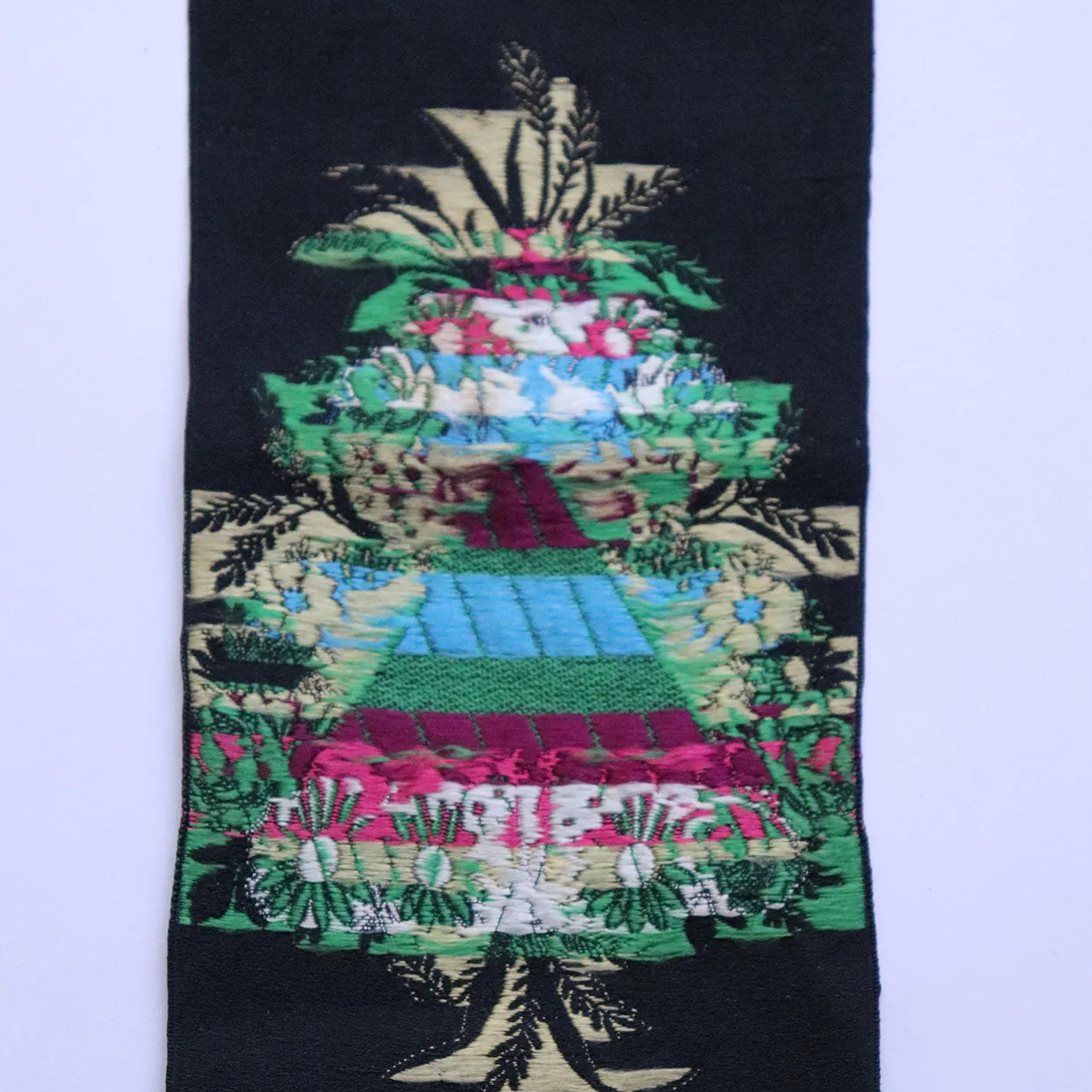 Three English Victorian Silver Embroidery Floral Silk Sashes