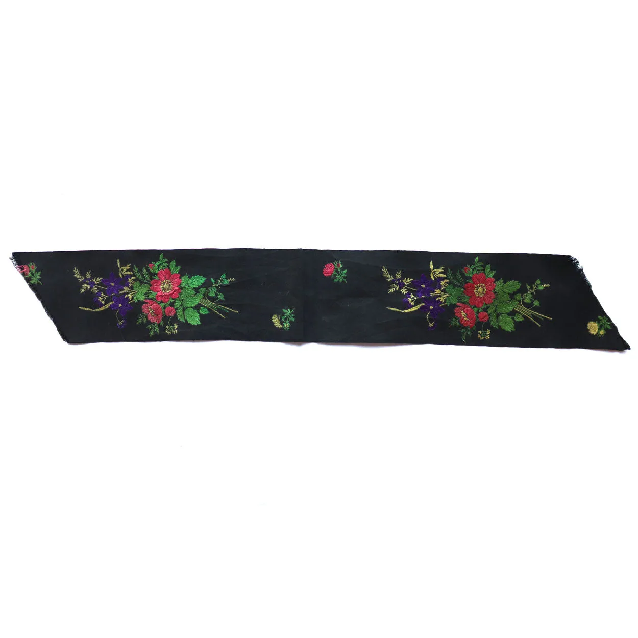 Three English Victorian Silver Embroidery Floral Silk Sashes