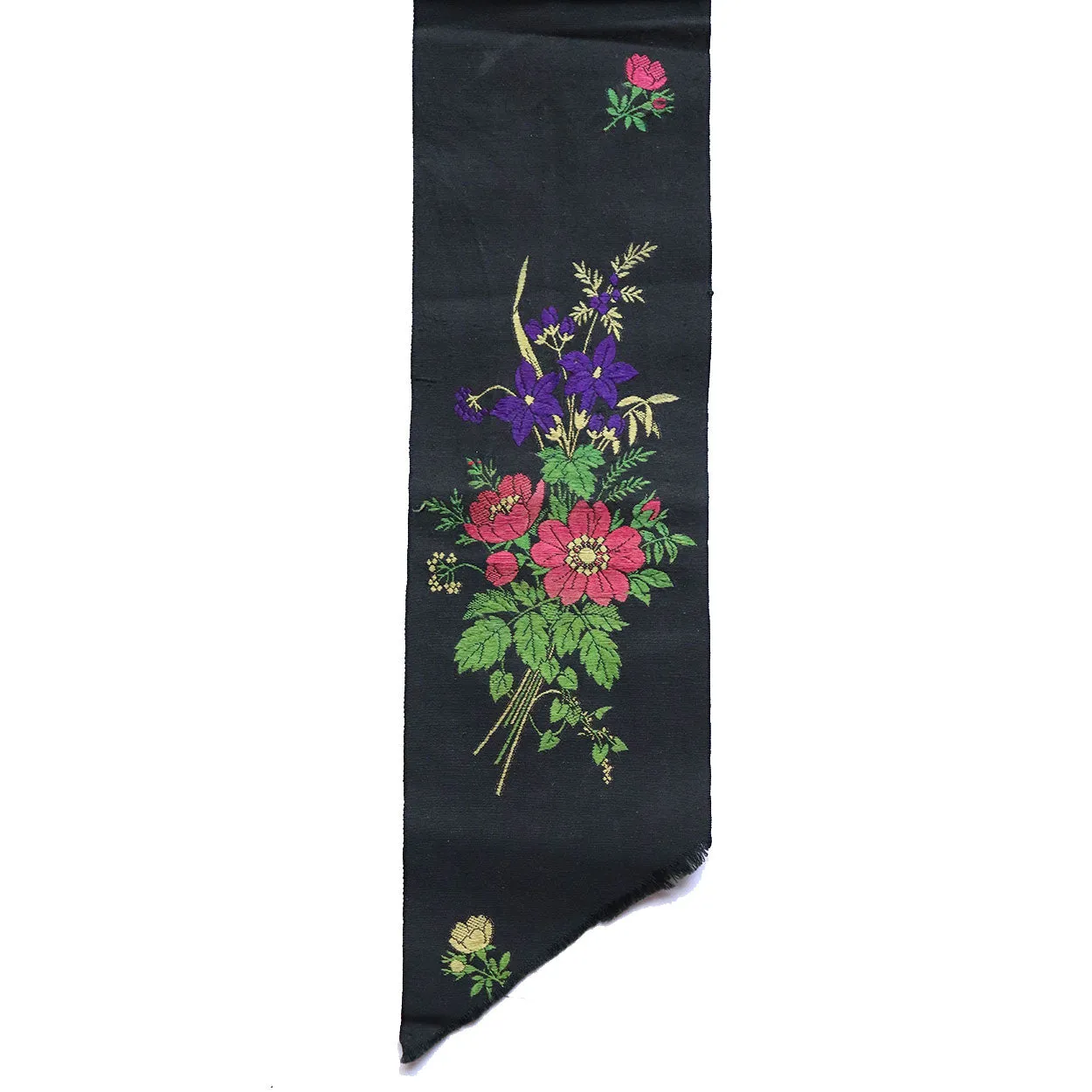 Three English Victorian Silver Embroidery Floral Silk Sashes