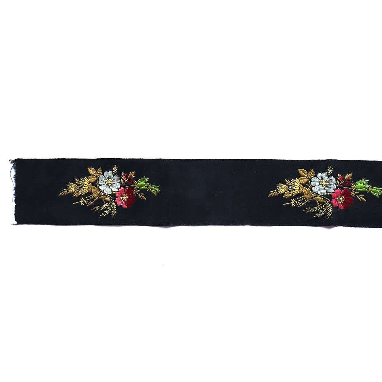 Three English Victorian Silver Embroidery Floral Silk Sashes