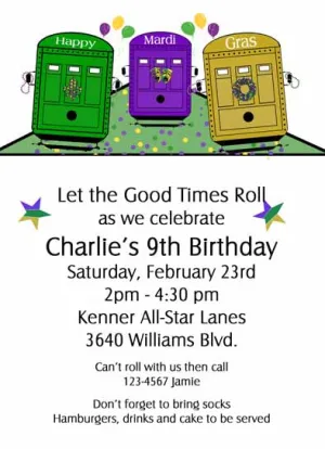 THREE STREET CARS CUSTOM INVITATION