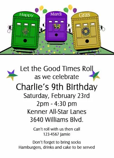 THREE STREET CARS CUSTOM INVITATION