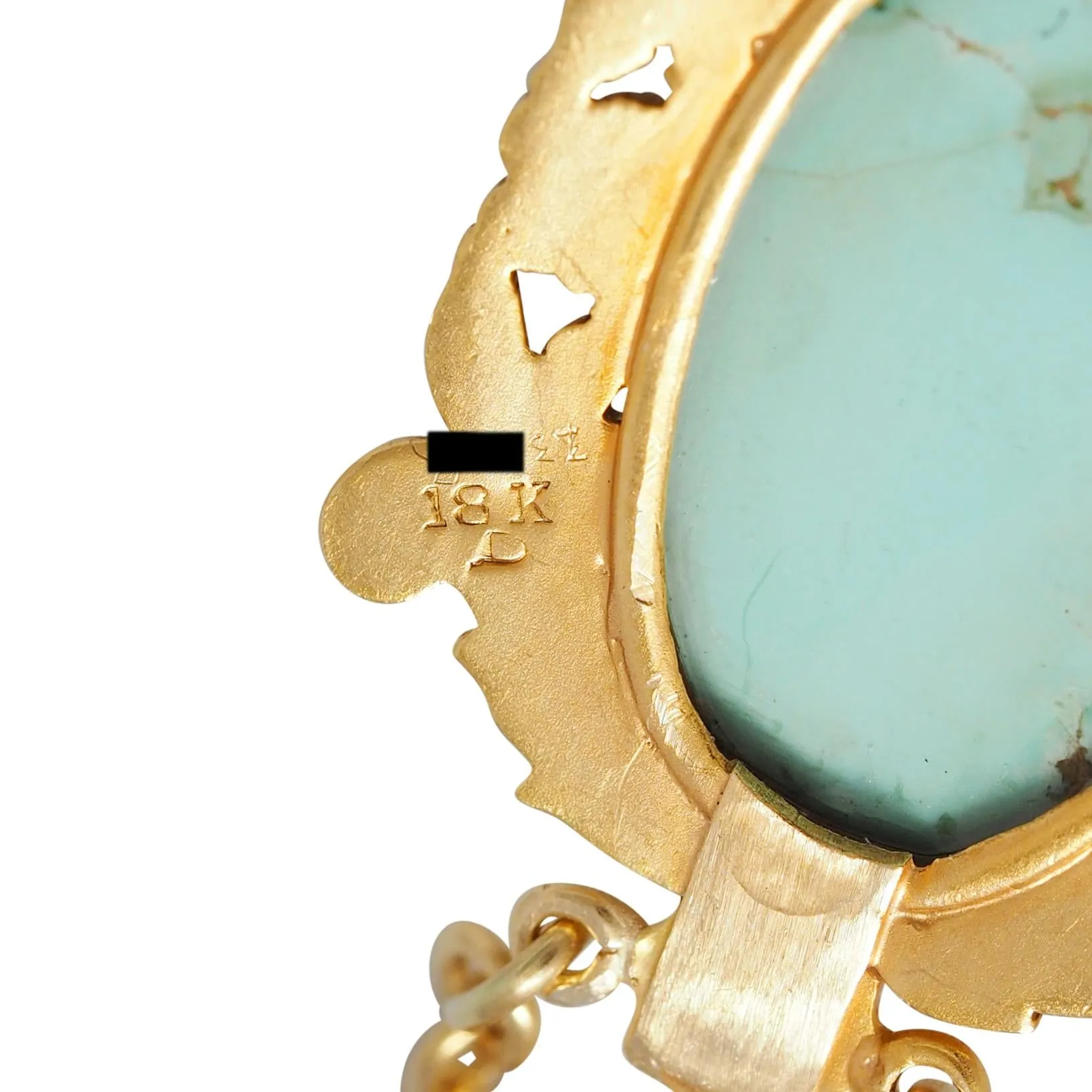 Tiffany & Co. Victorian Turquoise 18 Karat Yellow Gold Antique Floral Station Chain Necklace