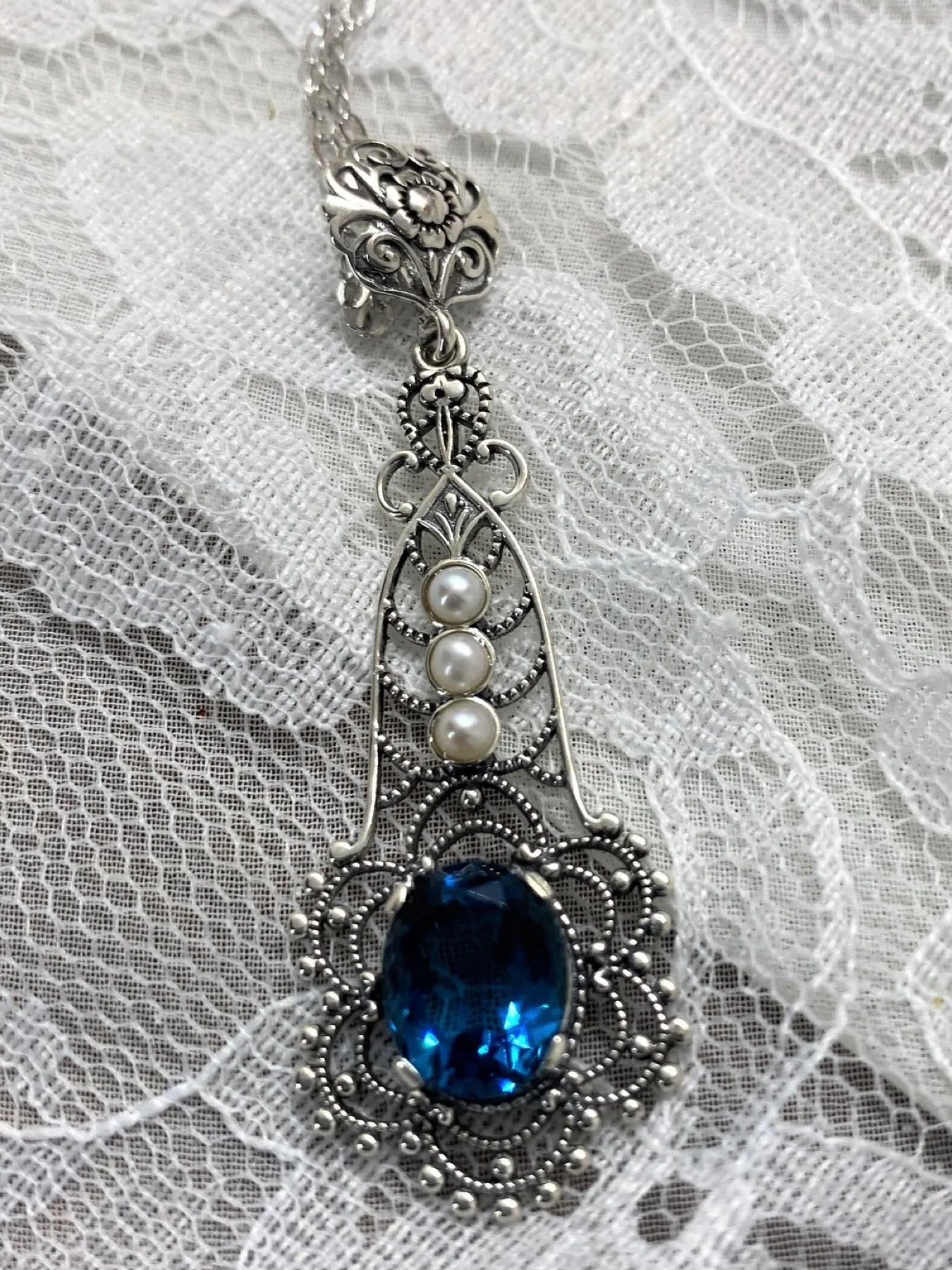 Topaz Pendant, London Blue Lavaliere Necklace #P17