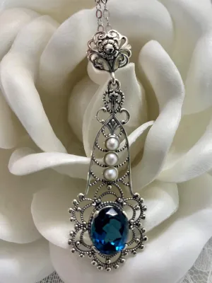 Topaz Pendant, London Blue Lavaliere Necklace #P17