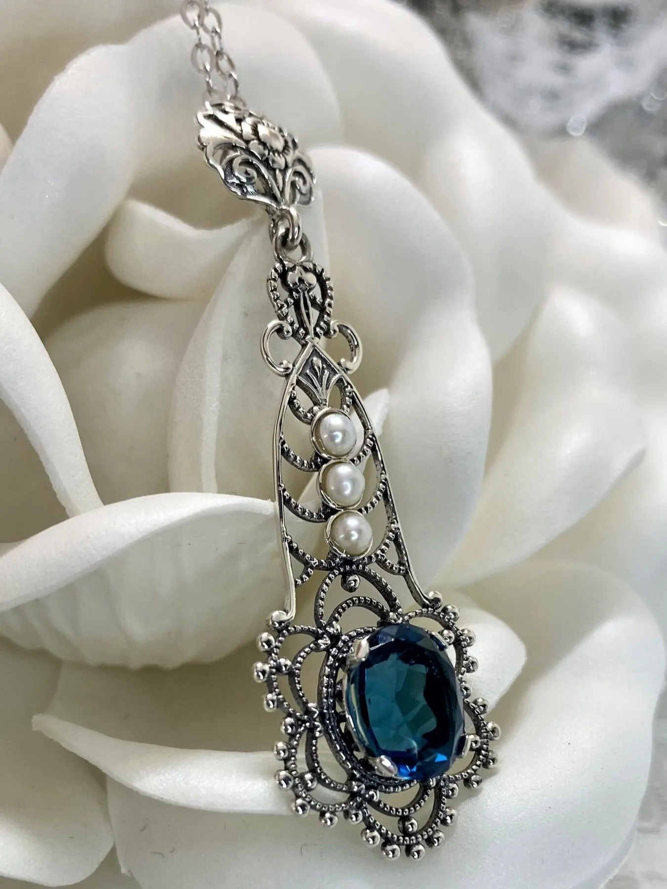 Topaz Pendant, London Blue Lavaliere Necklace #P17