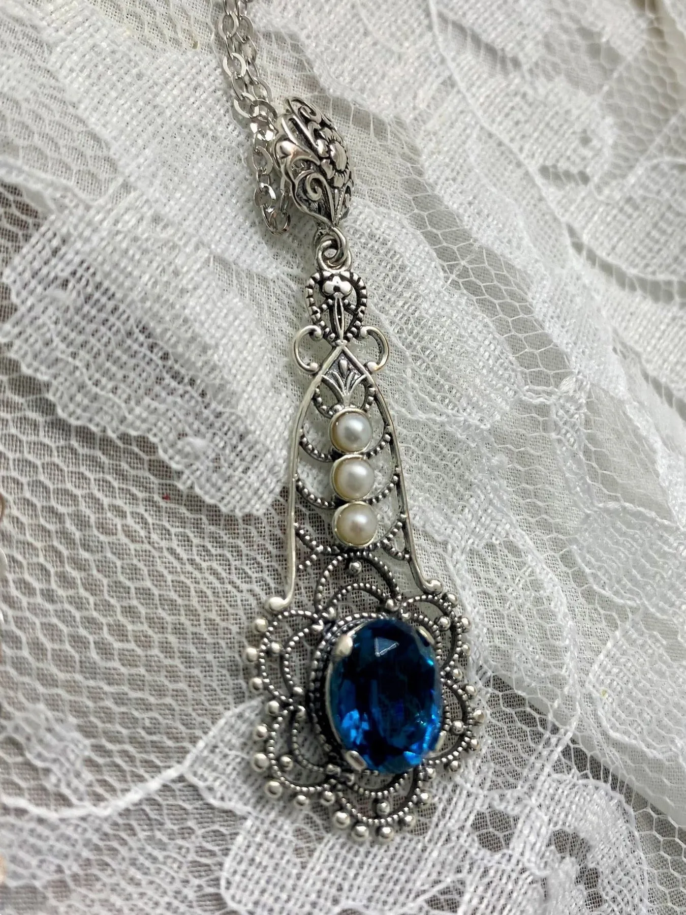 Topaz Pendant, London Blue Lavaliere Necklace #P17