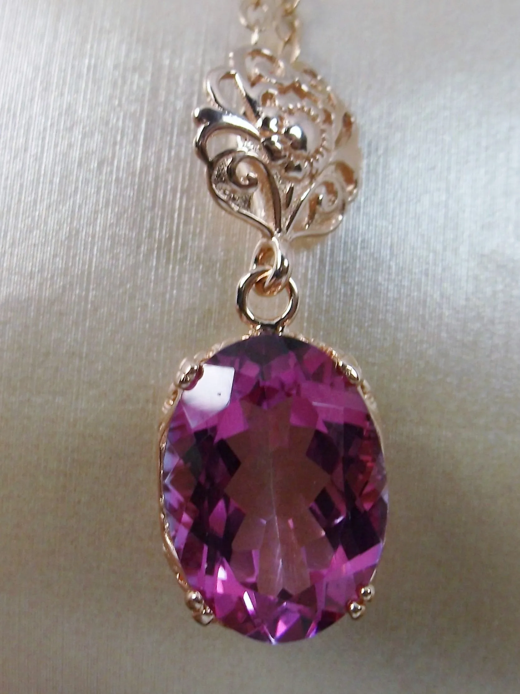 Topaz Pendant, Rose Gold, Natural or CZ Pink Topaz Edwardian Necklace #P70