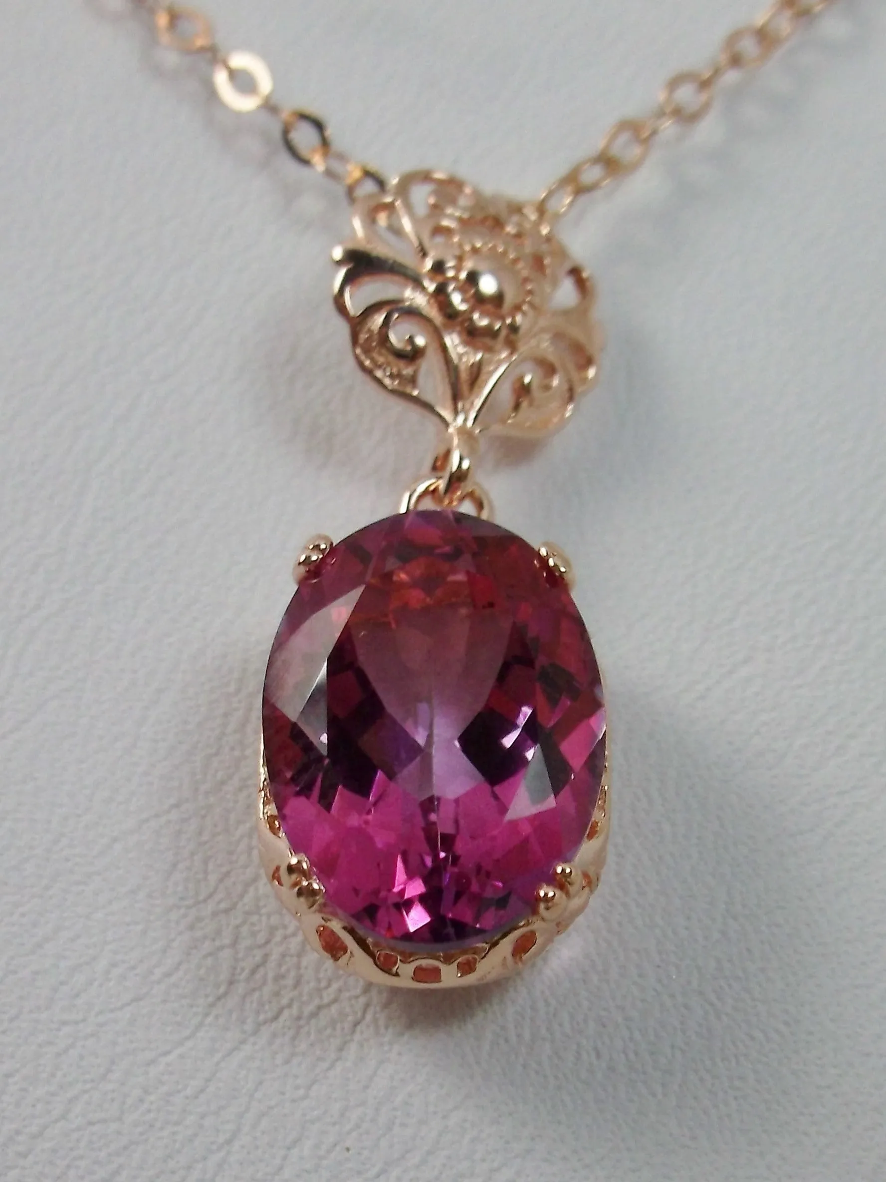 Topaz Pendant, Rose Gold, Natural or CZ Pink Topaz Edwardian Necklace #P70