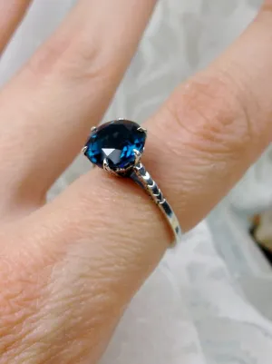 Topaz Ring, Natural London Blue Solitaire, Classic Jewelry #D37z