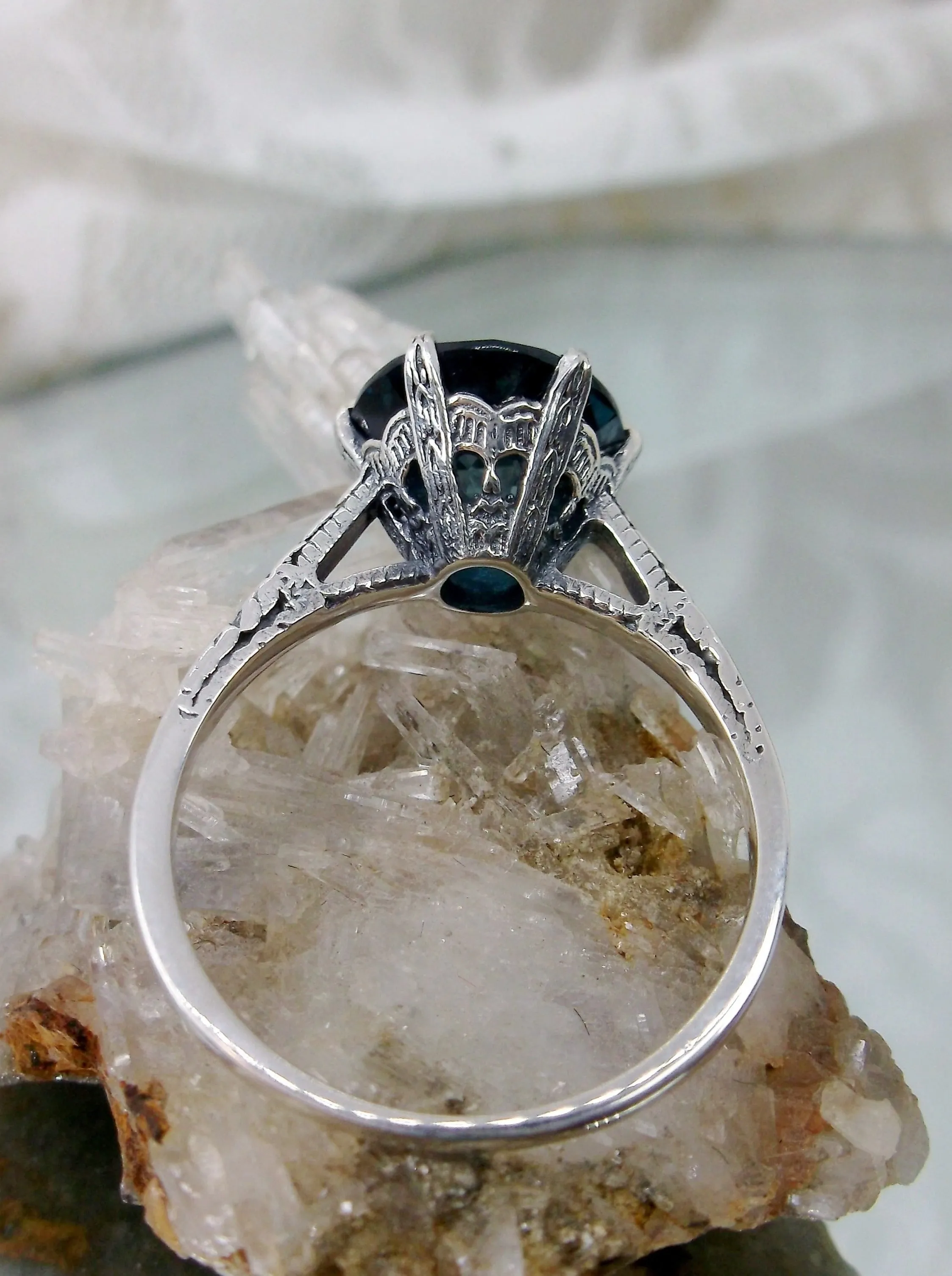 Topaz Ring, Natural London Blue Solitaire, Classic Jewelry #D37z