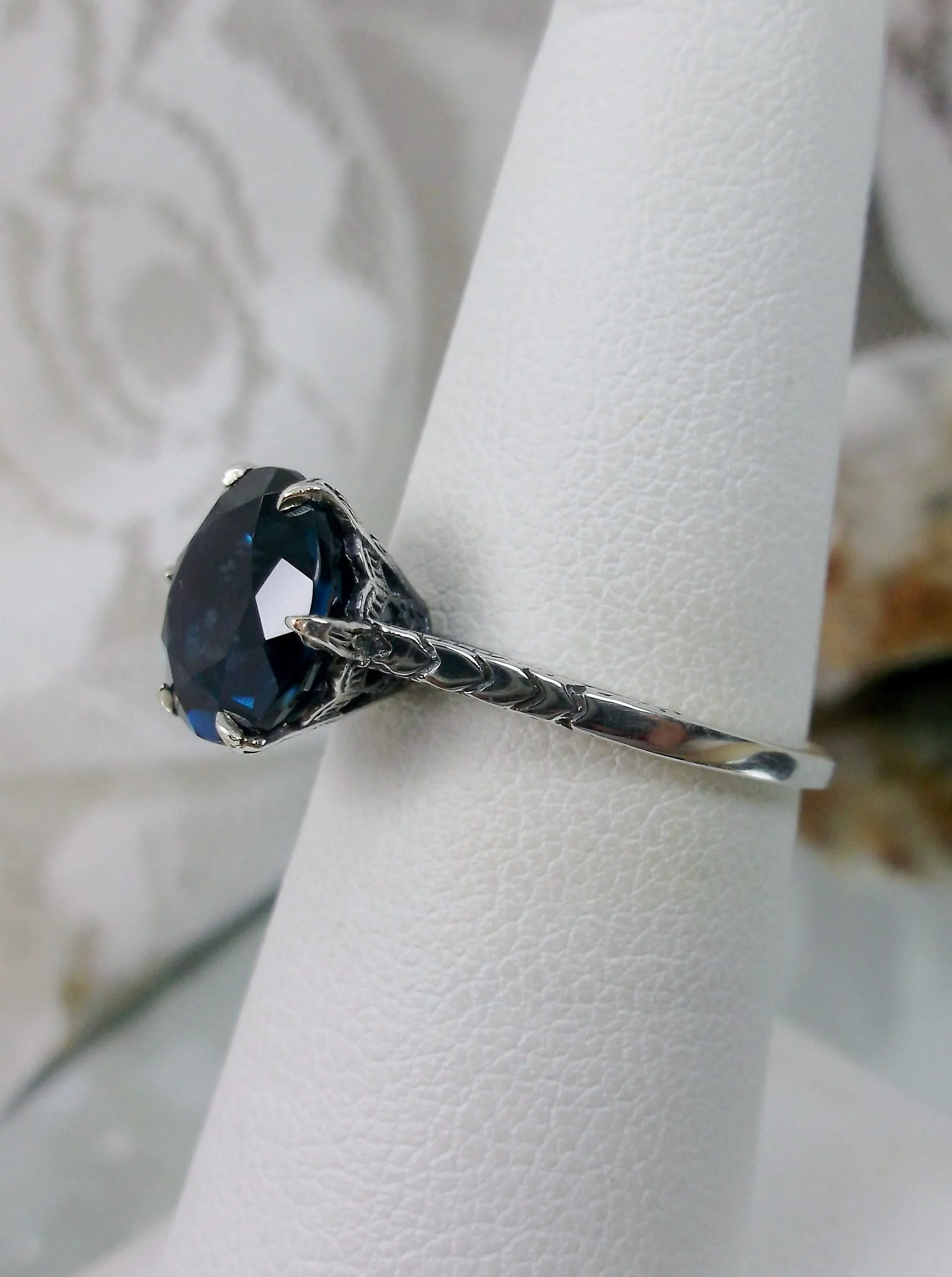Topaz Ring, Natural London Blue Solitaire, Classic Jewelry #D37z