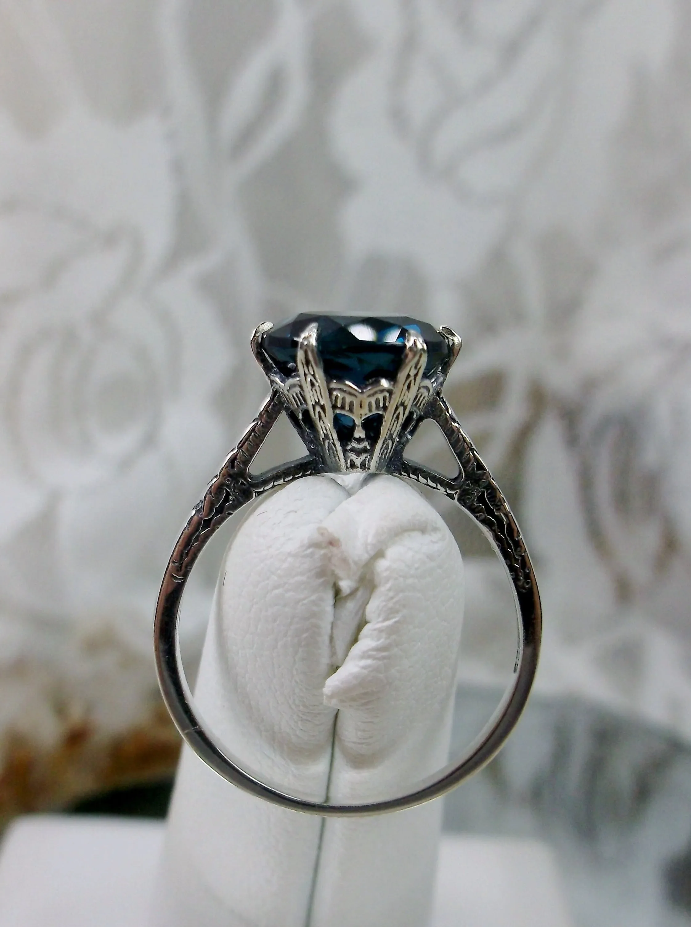 Topaz Ring, Natural London Blue Solitaire, Classic Jewelry #D37z