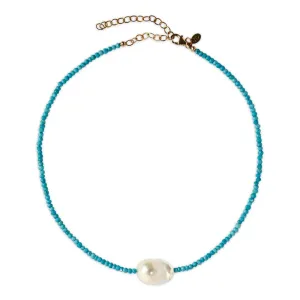 Turquoise Single Baroque Pearl Gemstone Necklace
