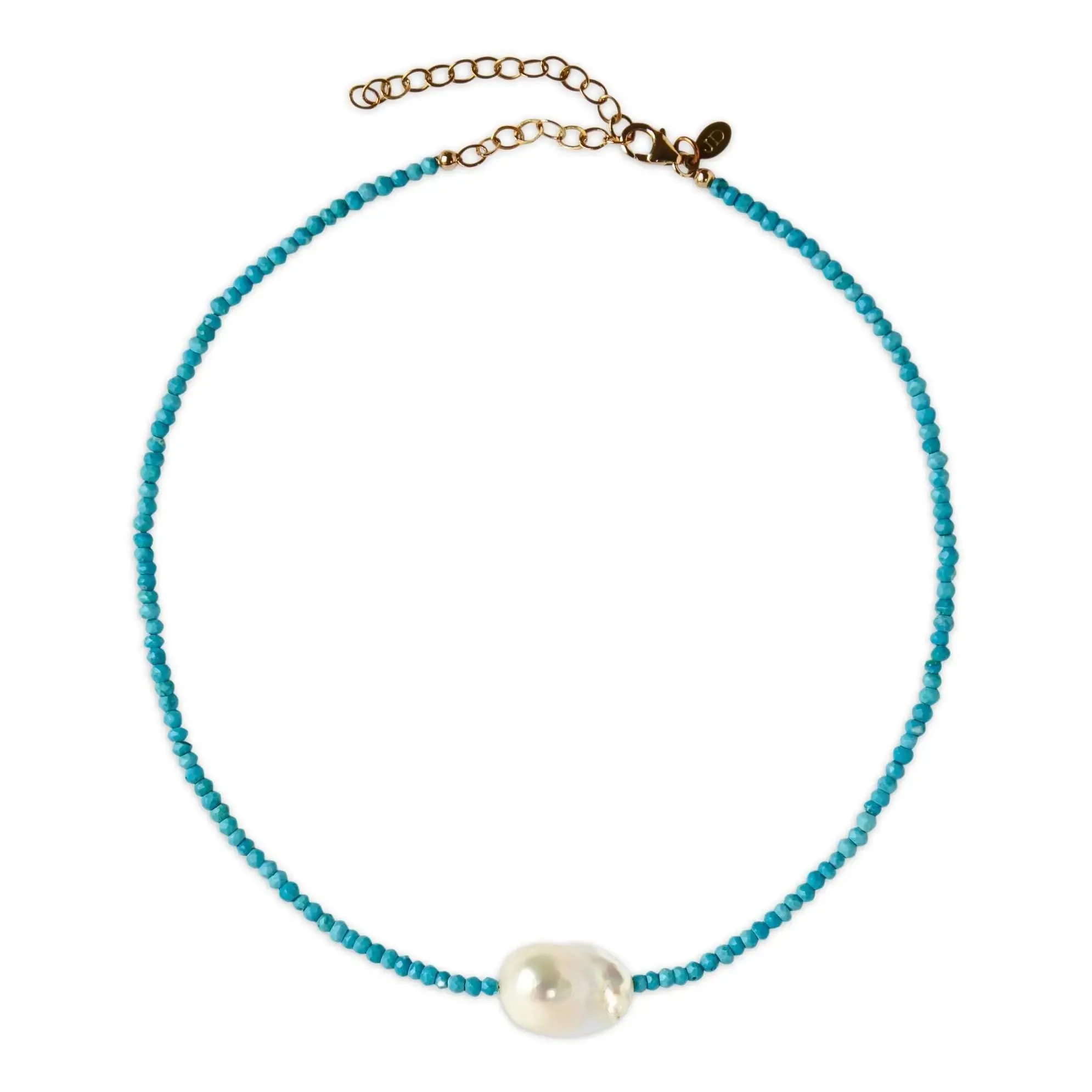Turquoise Single Baroque Pearl Gemstone Necklace