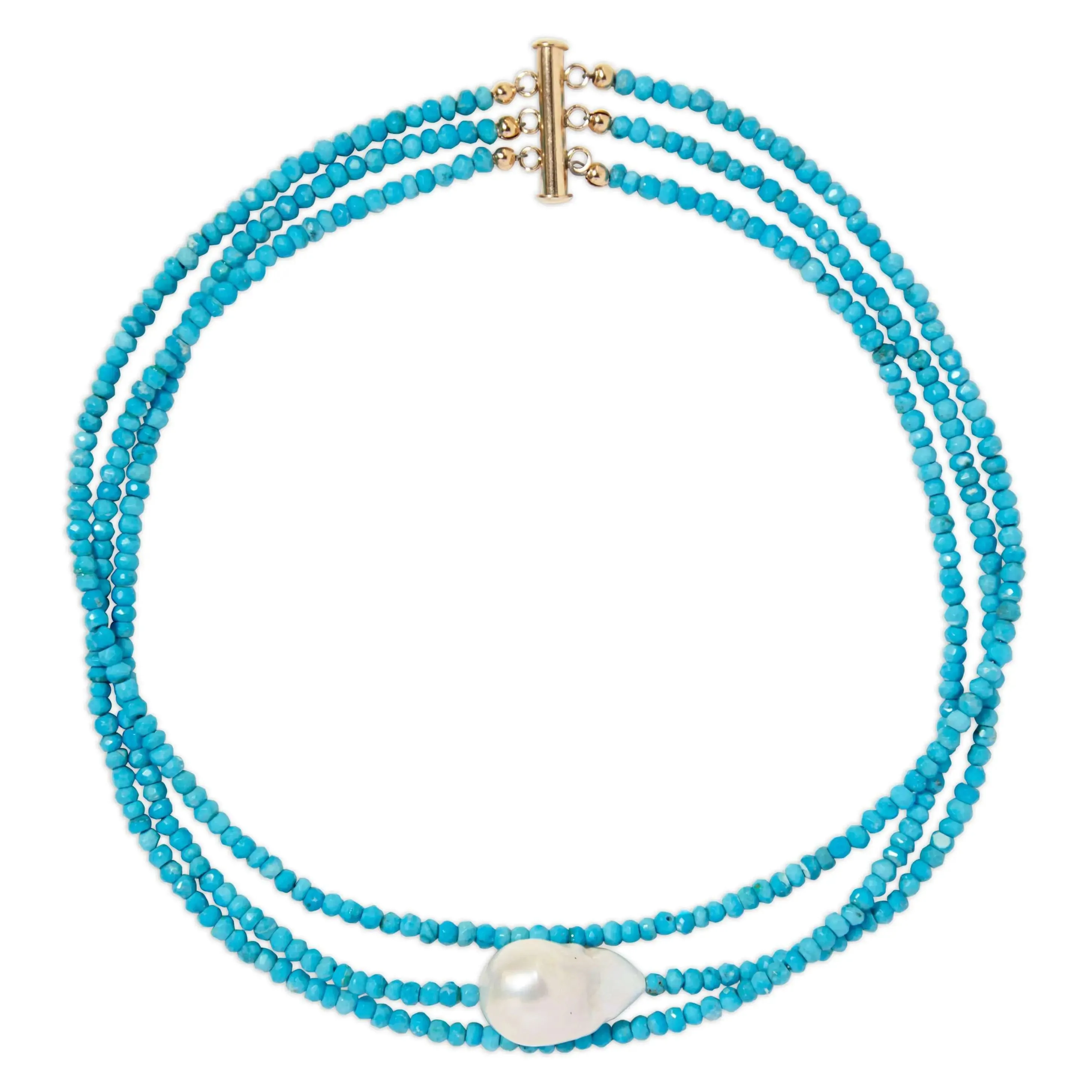 Turquoise Triple Strand Gemstone Choker