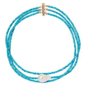 Turquoise Triple Strand Gemstone Choker