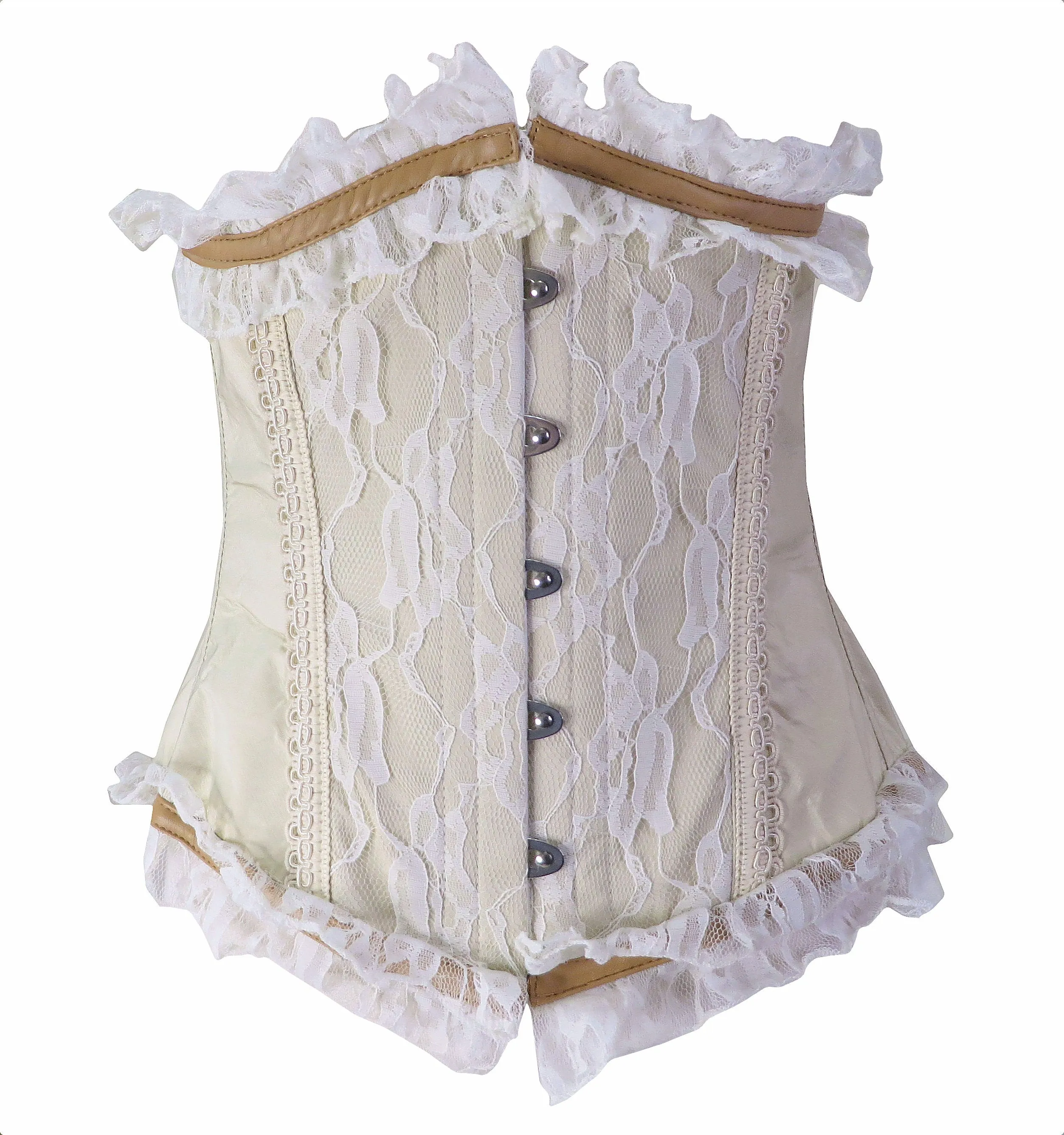 Underbust Corset Waist Cincher Cream Lace and Taffeta Wedding