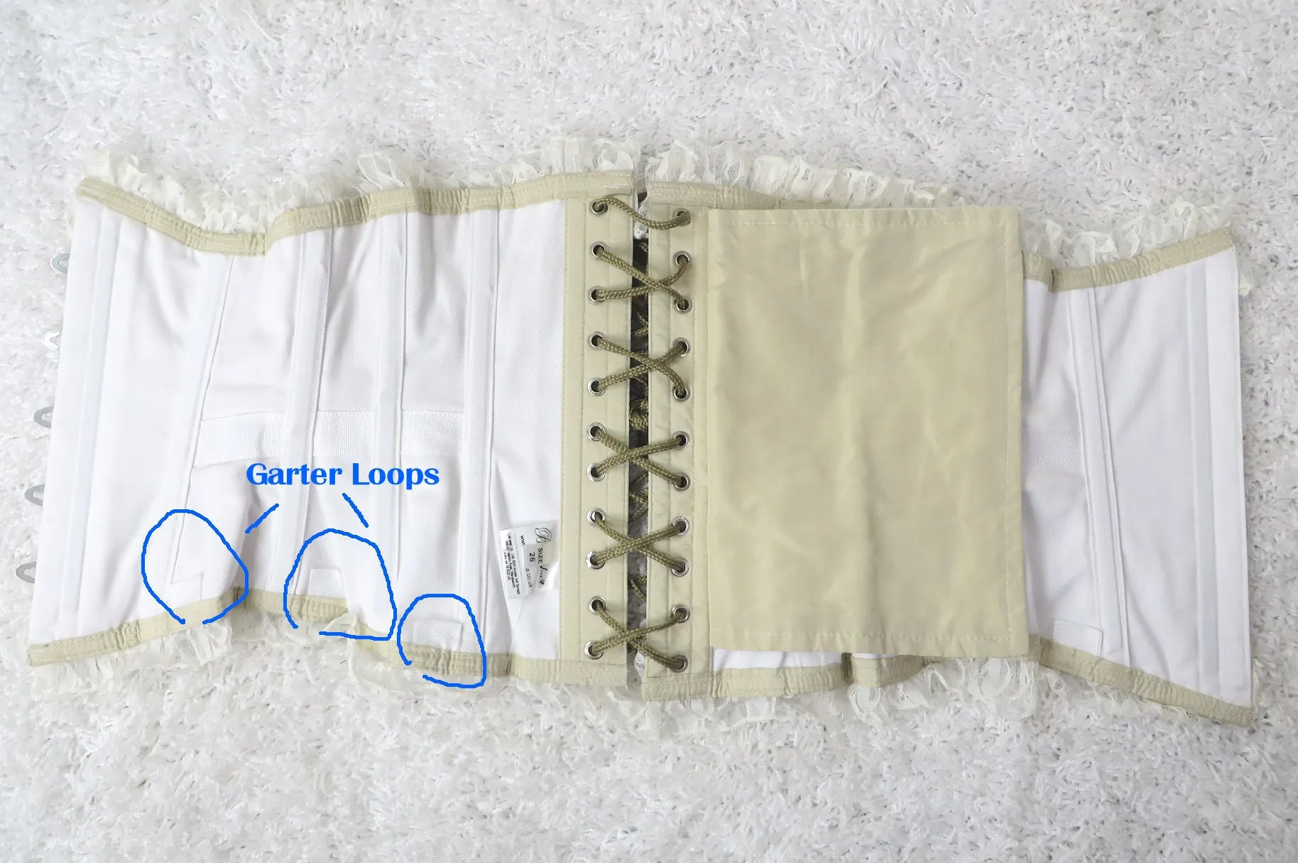 Underbust Corset Waist Cincher Cream Lace and Taffeta Wedding