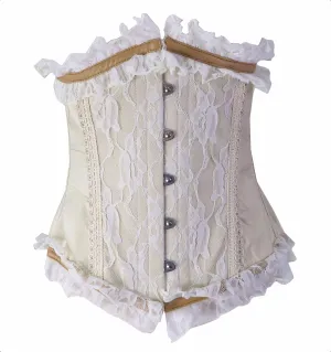 Underbust Corset Waist Cincher Cream Lace and Taffeta Wedding