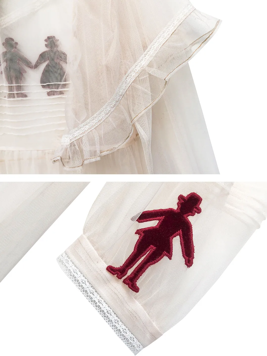 Unlogical Poem Victorian Style Velvet Paper-cut Patch Embroidered Dress