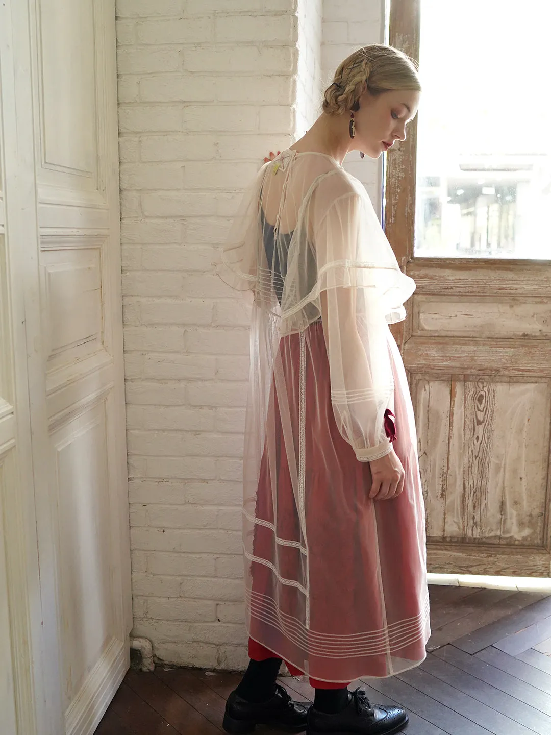 Unlogical Poem Victorian Style Velvet Paper-cut Patch Embroidered Dress