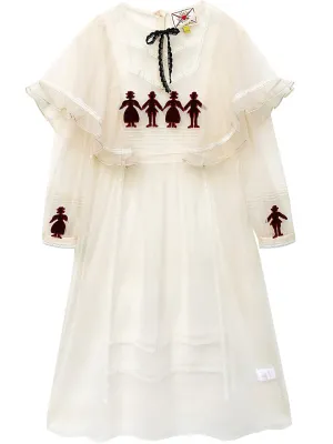 Unlogical Poem Victorian Style Velvet Paper-cut Patch Embroidered Dress