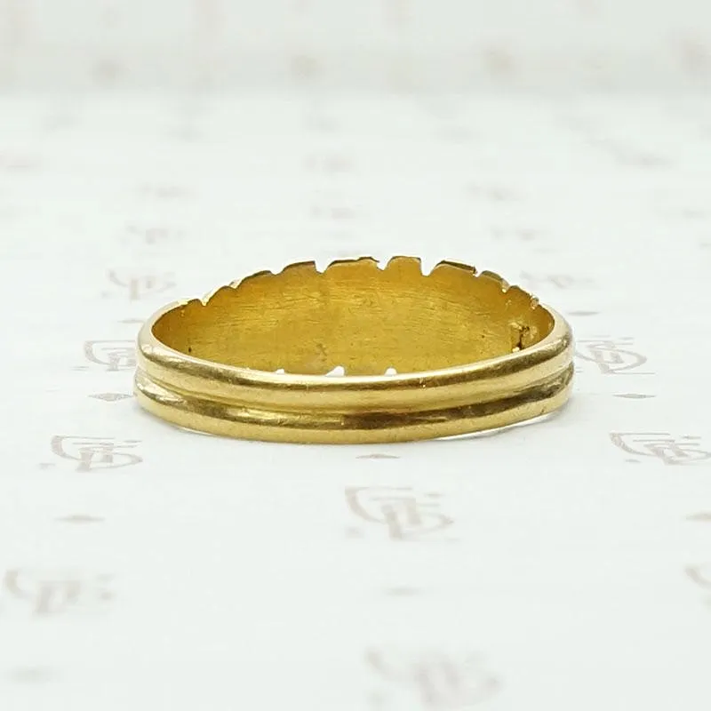 Unusual Twisted Gold Band with Flowers & Facets